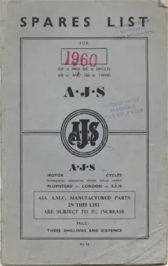 AJS Spares List 1960 by AMC